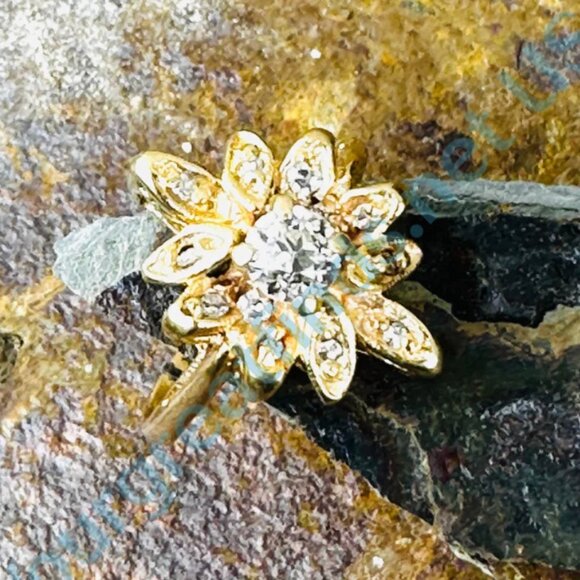 Yellow 14k Gold & 1/2 Carat Diamond Ring Size 5 - Picture 6 of 8